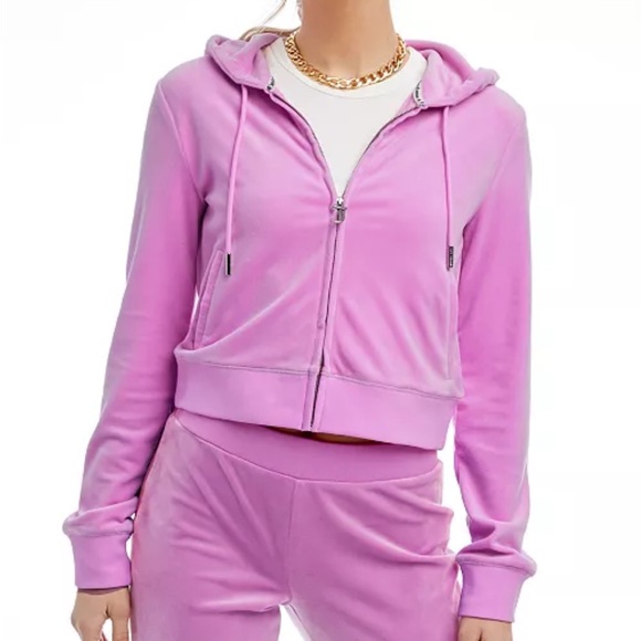 NWT Juicy Couture Purple Velour Full Zip Hoodie size L - Picture 2 of 8